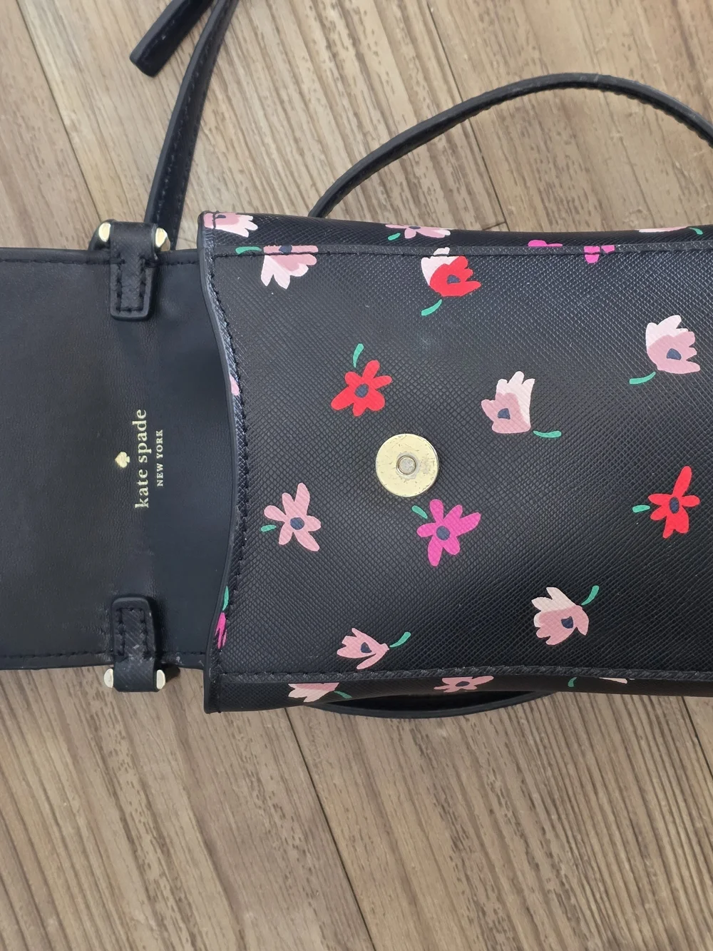 Kate Spade Black Floral Crossbody Phone Bag